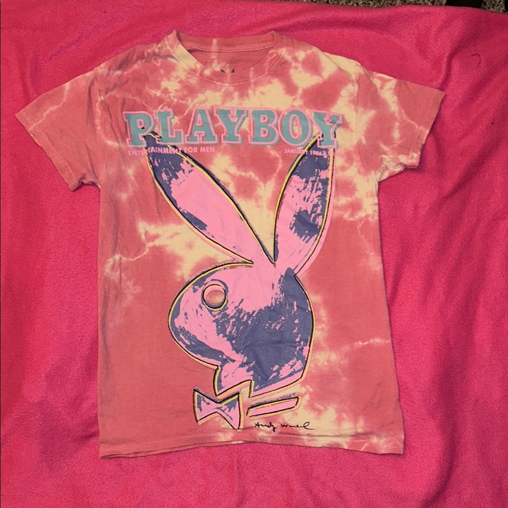 PLAYBOY K Pink and Blue Tie-Dye T-Shirt